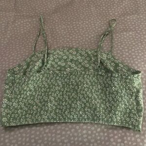 green flower shirt from pacsun super cute